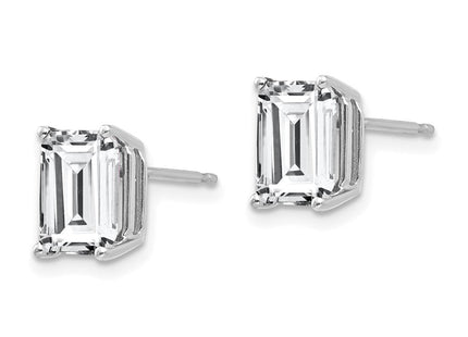 14K white gold emerald earrings, alternate view