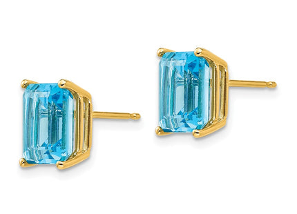 14K gold blue topaz earrings, alternate view