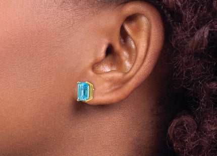 14K gold blue topaz earrings, another view