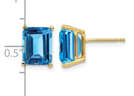 14K gold blue topaz earrings, further view