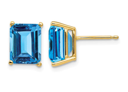 14K gold blue topaz earrings