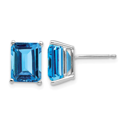 14K White Gold Emerald Earring Mountings, 9 x 7mm