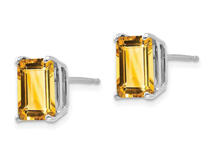 14K white gold emerald earrings, alternate view