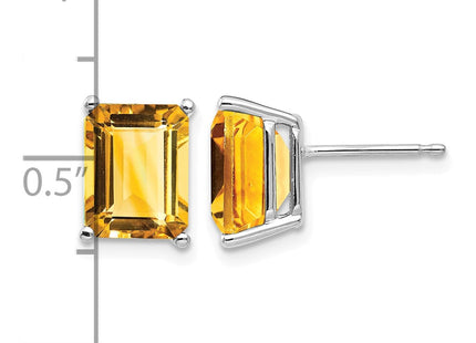 14K white gold emerald earrings, further view