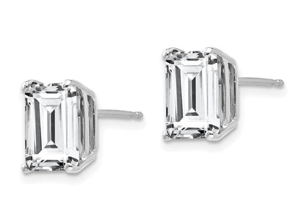14k White Gold Emerald Cut Cubic Zirconia Earrings (Style XE68WCZ)