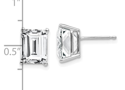 14k White Gold Emerald Cut Cubic Zirconia Earrings (Style XE68WCZ)