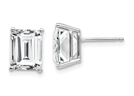 14k White Gold Emerald Cut Cubic Zirconia Earrings (Style XE68WCZ)
