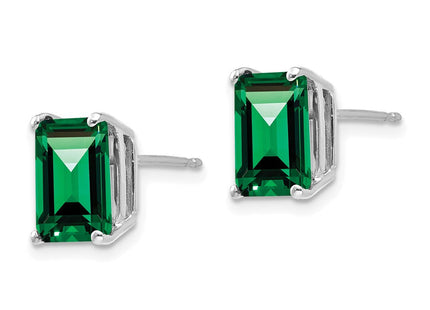 14k White Gold Emerald Cut Mount St. Helens Earrings (Style XE68WMS)