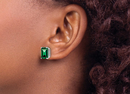 14k White Gold Emerald Cut Mount St. Helens Earrings (Style XE68WMS)