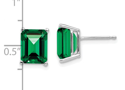 14k White Gold Emerald Cut Mount St. Helens Earrings (Style XE68WMS)
