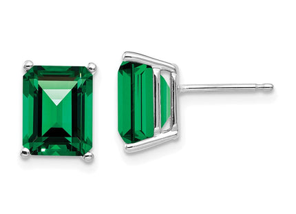 14k White Gold Emerald Cut Mount St. Helens Earrings (Style XE68WMS)