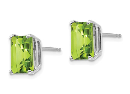 14K white gold emerald earrings, alternate view