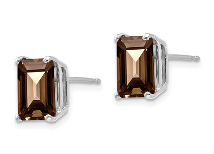 14kw Emerald Smoky Quartz Earrings (Style XE68WSQ)