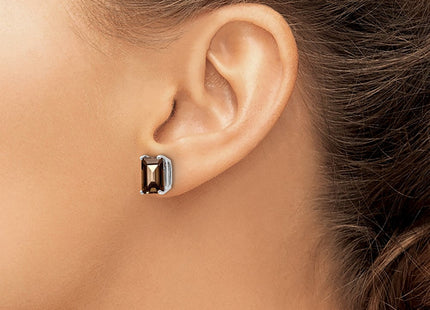 14kw Emerald Smoky Quartz Earrings (Style XE68WSQ)