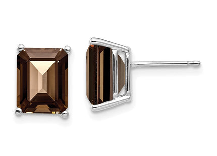 14kw Emerald Smoky Quartz Earrings (Style XE68WSQ)