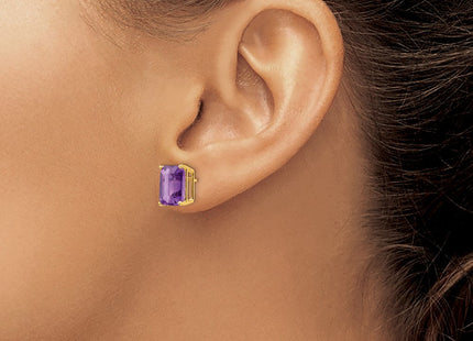 14k Emerald Cut Amethyst Earrings (Style XE69AM)