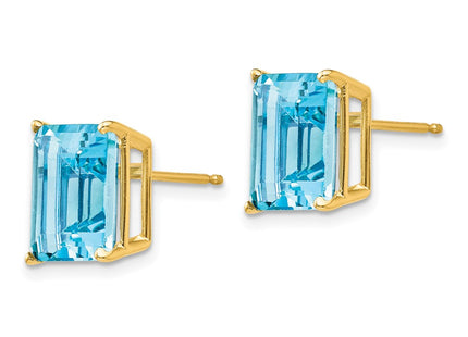 14K gold blue topaz earrings, alternate view