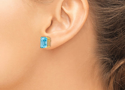 14K gold blue topaz earrings, another view