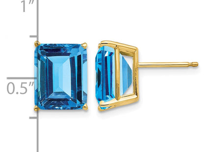 14K gold blue topaz earrings, further view