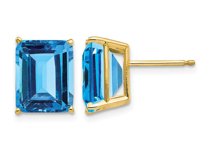 14K gold blue topaz earrings