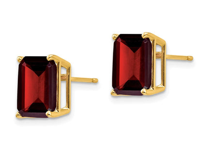 14k Emerald Cut Garnet Earrings (Style XE69GA)