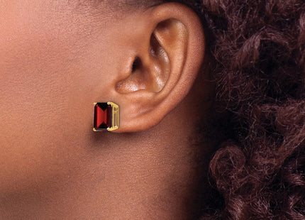 14k Emerald Cut Garnet Earrings (Style XE69GA)