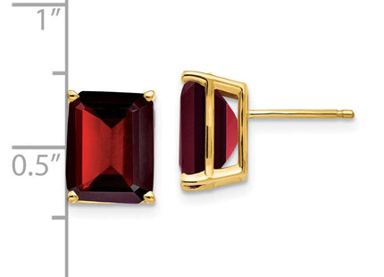 14k Emerald Cut Garnet Earrings (Style XE69GA)