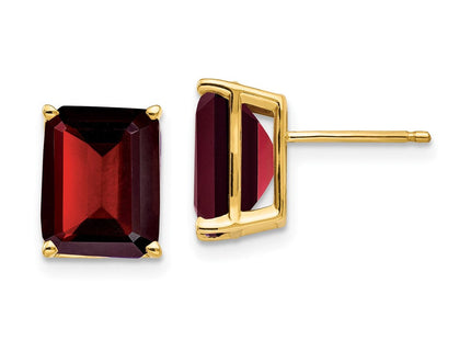 14k Emerald Cut Garnet Earrings (Style XE69GA)