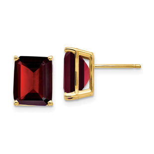 14k Emerald Cut Garnet Earrings (Style XE69GA)