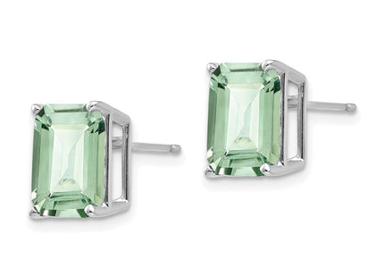 14kw Emerald-Cut Green Quartz Earrings (Style XE69WAG)
