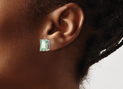 14kw Emerald-Cut Green Quartz Earrings (Style XE69WAG)