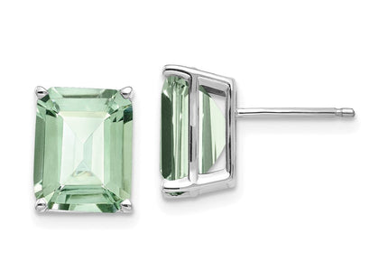 14kw Emerald-Cut Green Quartz Earrings (Style XE69WAG)