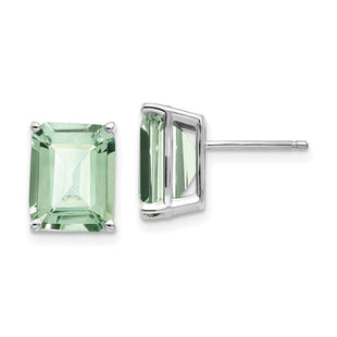 14kw Emerald-Cut Green Quartz Earrings (Style XE69WAG)