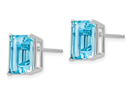 14K white gold emerald earrings, alternate view