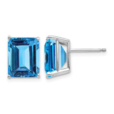 14K White Gold Emerald Earring Mountings, 11 x 8mm