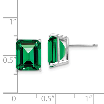14K White Gold 10x8 Emerald Cut Mount St. Helens Stud Earrings