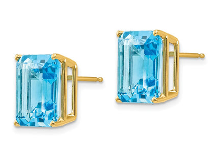 14K gold blue topaz earrings, alternate view