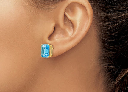 14K gold blue topaz earrings, another view