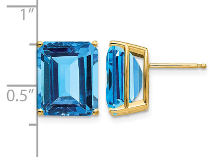 14K gold blue topaz earrings, further view