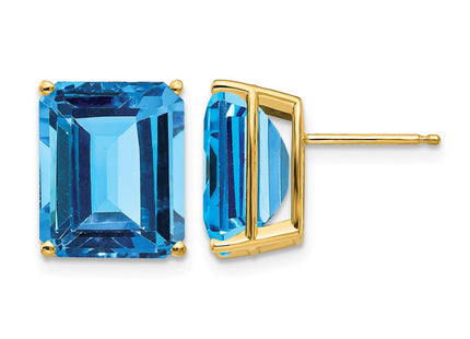 14K gold blue topaz earrings