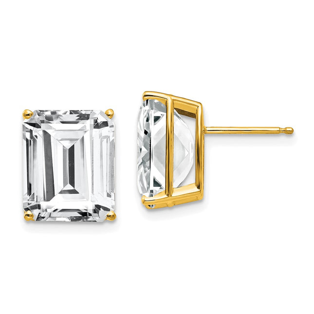 14k Yellow Gold Earrings Style XE70CZ - Classique Jewelry Inc.