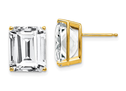 14k Emerald Cut Cubic Zirconia Earrings (Style XE70CZ)
