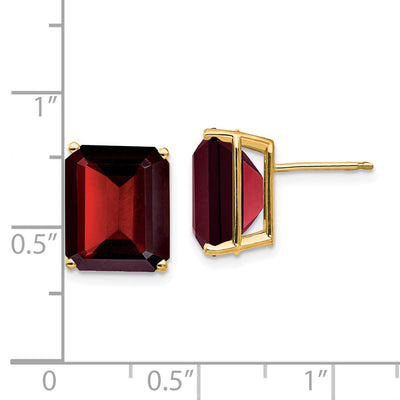 14K Emerald Cut Garnet Stud Earrings