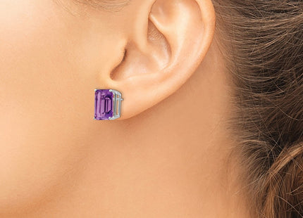 14K white gold amethyst earrings, another view