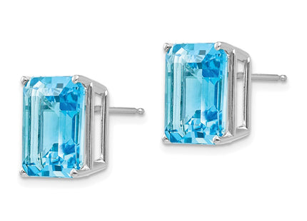 14K white gold blue topaz earrings, alternate view