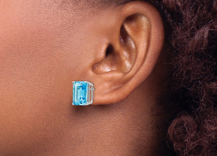14K white gold blue topaz earrings, another view