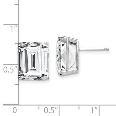 14K White Gold Emerald Cut Cubic Zirconia Stud Earrings