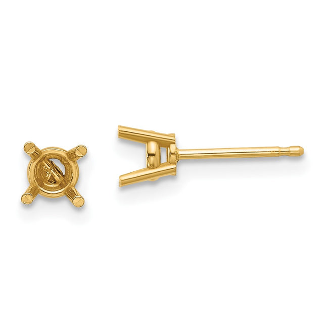 14k Round Earring Mountings, 4 x 4mm