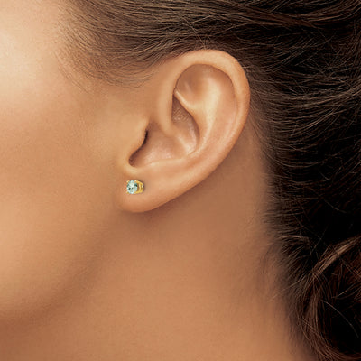 14K Round Green Quartz Earrings, 5 x 5mm