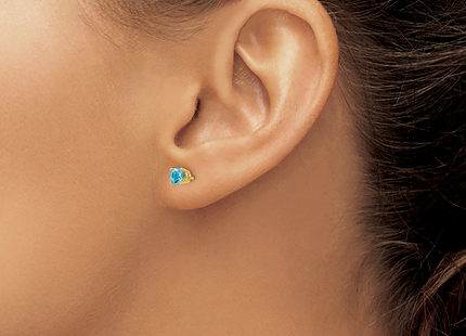 14k Blue Topaz Earrings, 4 x 4mm